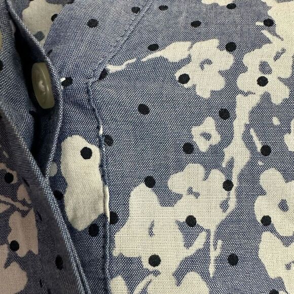 Talbots Chambray Medium Popover Blouse Cotton - Picture 6 of 7